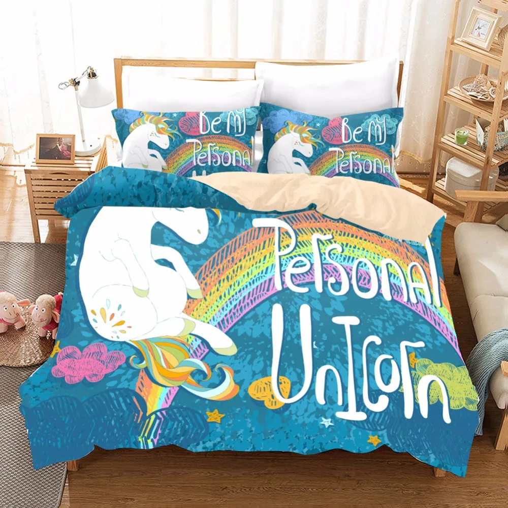 Girl &amp Unicorn Comforter Bedding Set for Adult Kids Luxury Decorative Double King Cartoon Cake Sets Quilt Cover Linen | Дом и сад