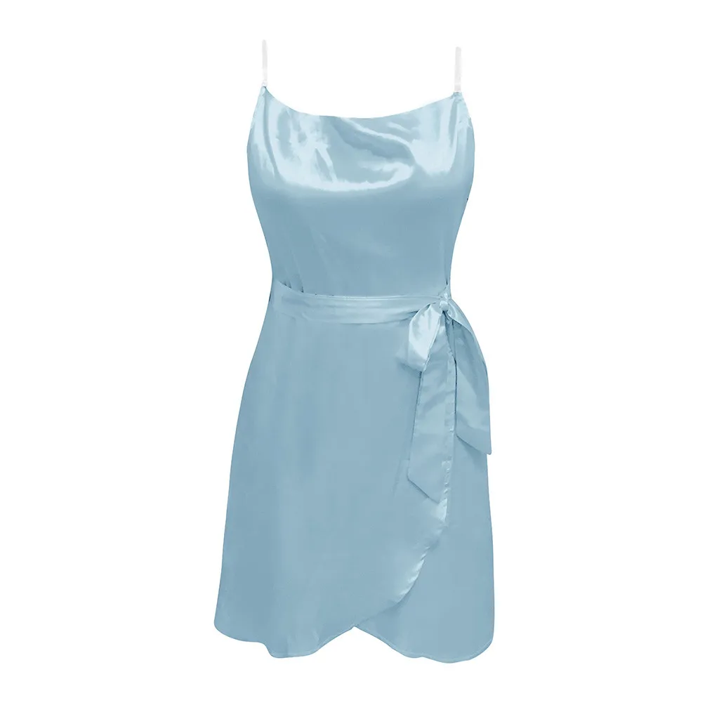 Летнее женское сексуальное однотонное платье с v образным вырезом и поясом