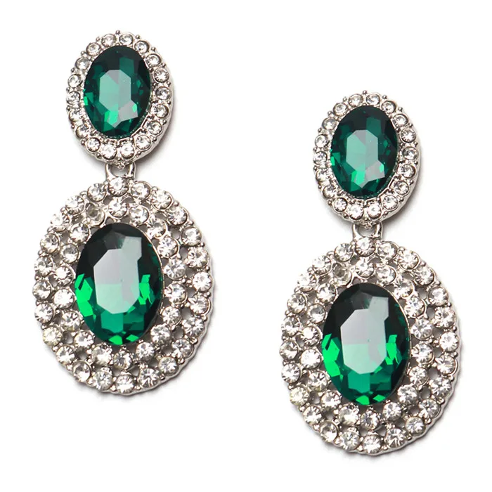 Green Crystal Новинка года Горячая Мода Большой Цветок Хрустальная капля висит Серьги для Для женщин Свадьба себе Серьги украшения цена оптовой продажи - Окраска металла: Green Crystal