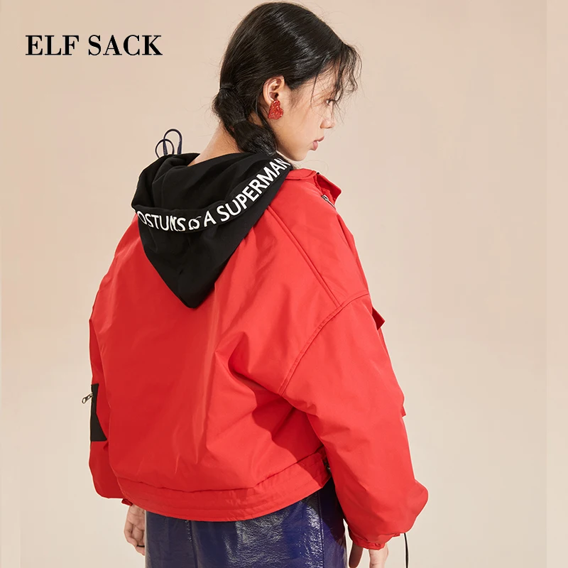 ELFSACK зима осень новые теплые женские пальто повседневные плотные куртки с