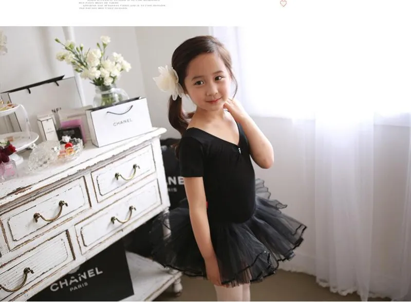 Балетные костюмы пачка Танцы платье для ребенка простой Стиль девочек черный