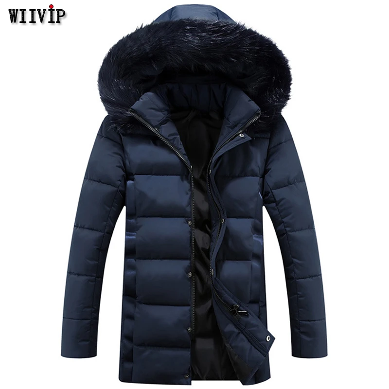 Flash Deal Новая Мужская модная зимняя повседневная однотонная парка верхняя одежда