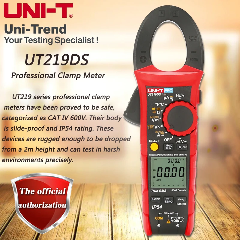 UNI T UT219DS true RMS Профессиональный клещи IP54 пыли/водонепроницаемый цифровой