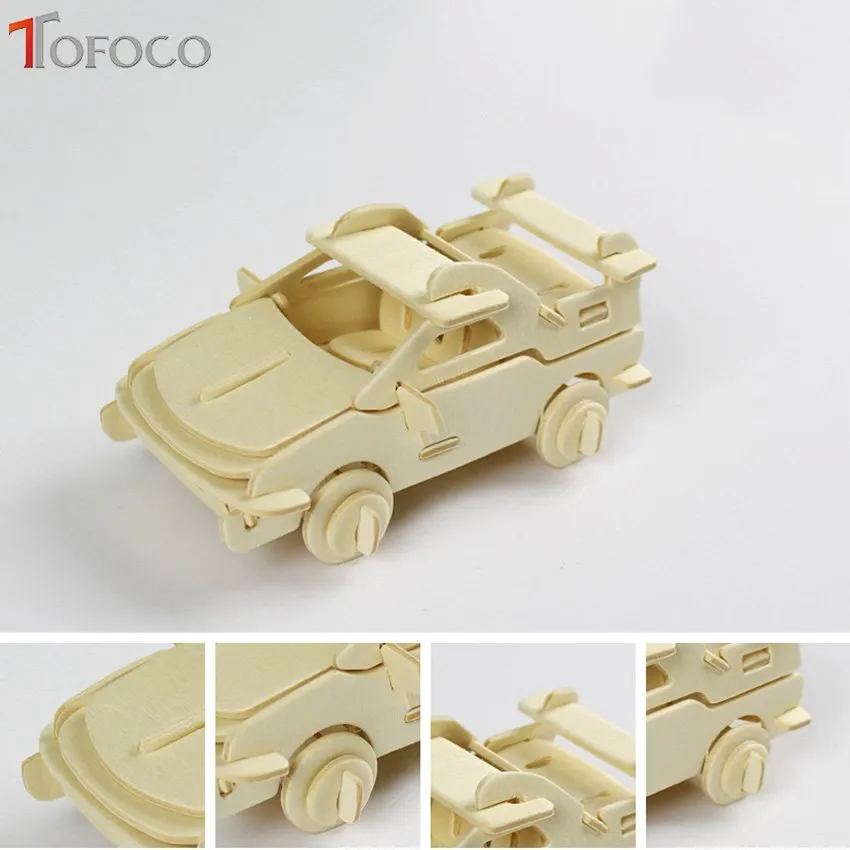 TOFOCO DIY Дети 3D деревянная головоломка модель автомобиля самолет сборные наборы IQ
