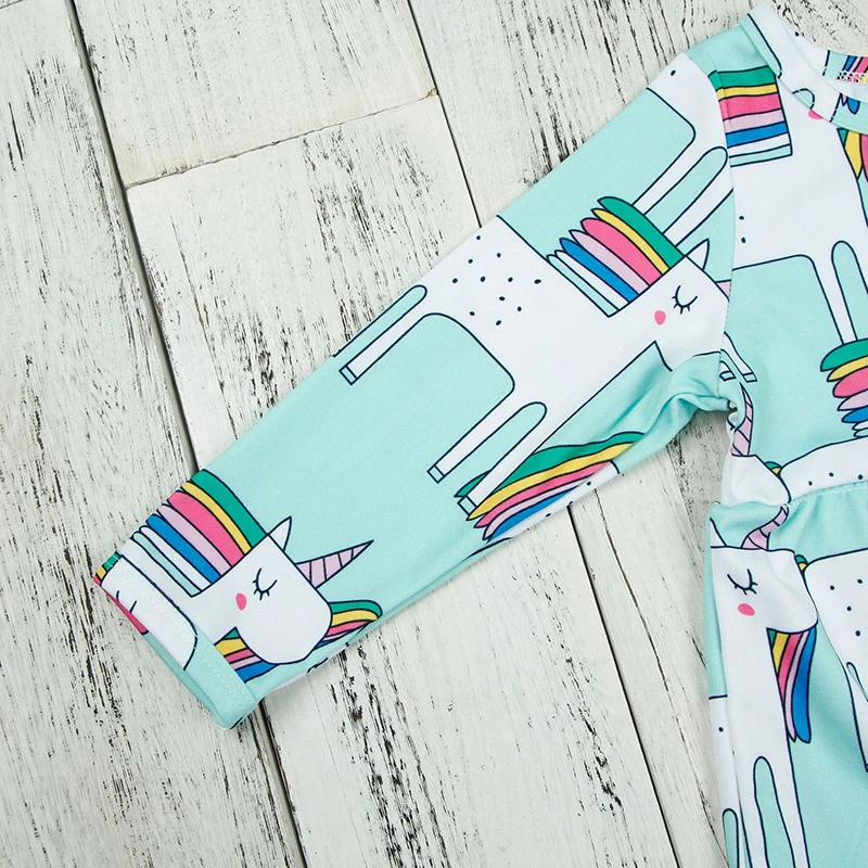 Fashion Spring Kids Dress For Girls Cotton Cartoon Unicorn Long Sleeve Baby Dresses Children's Clothing 0-3 Year | Детская одежда и