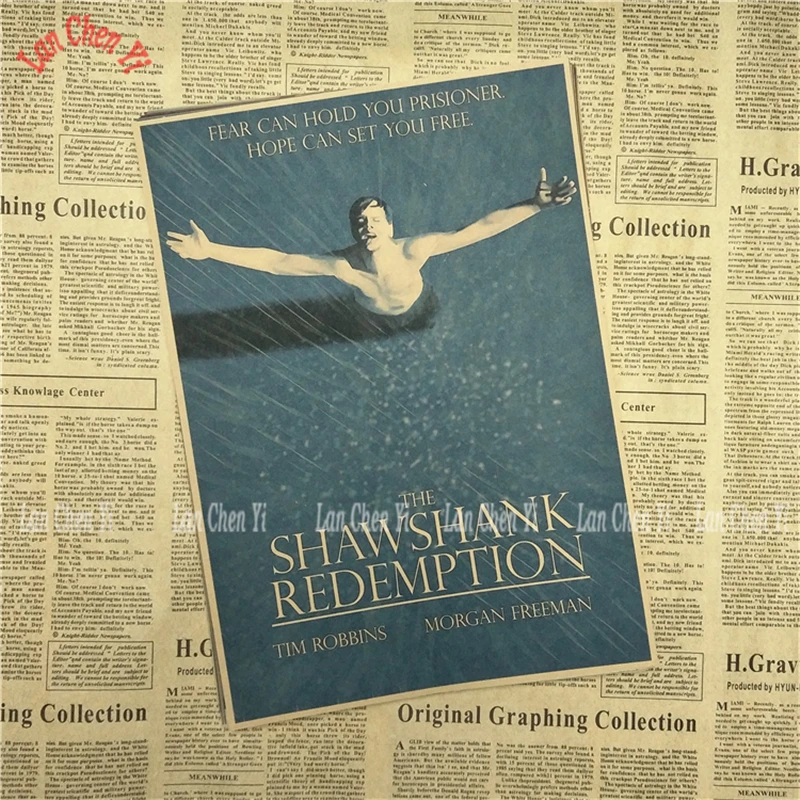 Несколько наград классический фильм Shawshank Redemption Ностальгический матовый крафт-бумага плакат - Цвет: Светло-желтый