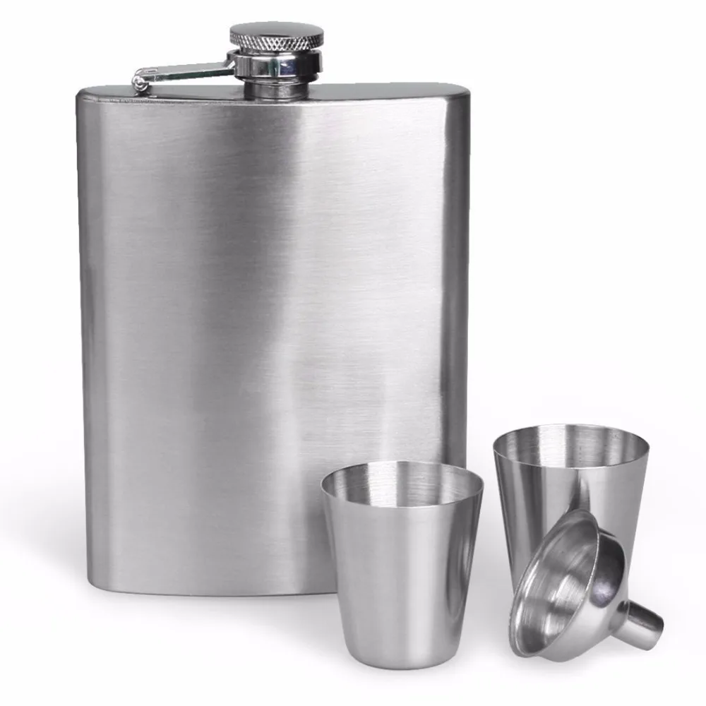 2018 Bpa free 8oz whisky Imprint liquor flagon cccp Stainless steel Glossy face alcohol hip flask SET with BLACK gift box | Дом и сад