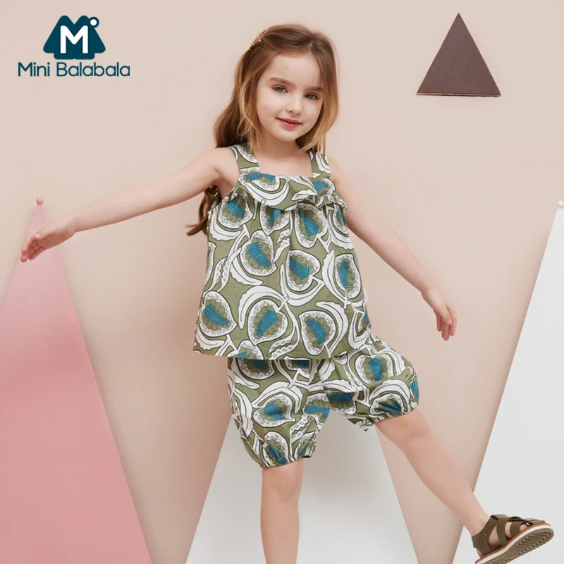 Комплект одежды на подтяжках Mini balabalaGirls Новинка лета 2019 стильный детский жилет +