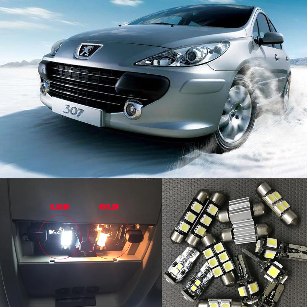 7 шт. белые светодиодные автомобильные лампы комплект внутренней упаковки для