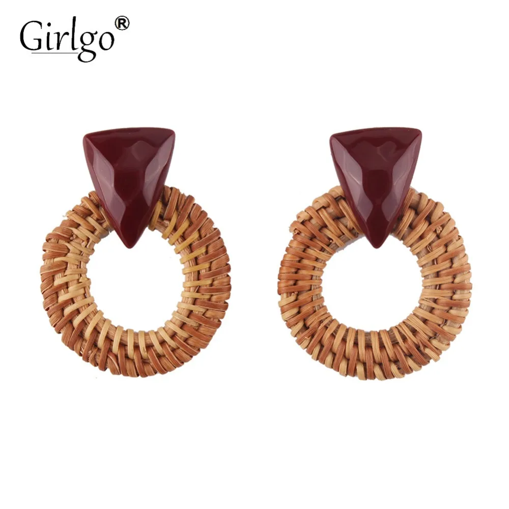 Серьги подвески Girlgo женские из бамбука модные Висячие Ювелирные Украшения