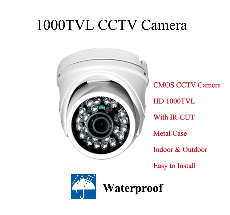 HD 1000TVL Цвет CMOS Видеокамера с ИК-Цифровая Фотокамера водонепроницаемый Купол 24
