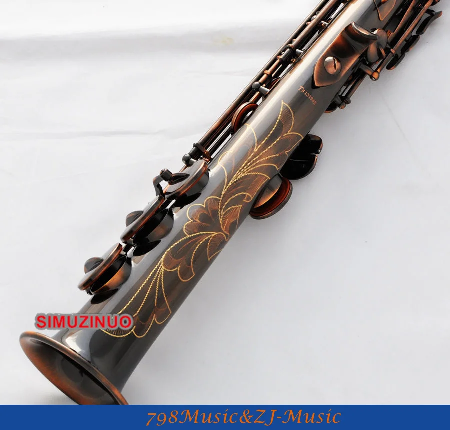 Профессиональный красный античный Сопрано саксофон Bb High F # Sax 2 шейный Новый