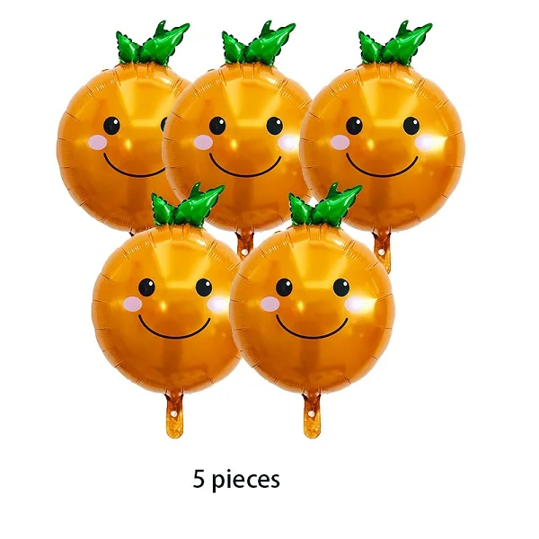 Orange 5 pieces Шары в виде фруктов овощи гелиевый воздушный шар покрытый фольгой День Рождения украшения дети Клубника морковно-оранжевый цвет Виноград банан Кукуруза яблоко - Цвет: Orange 5 pieces
