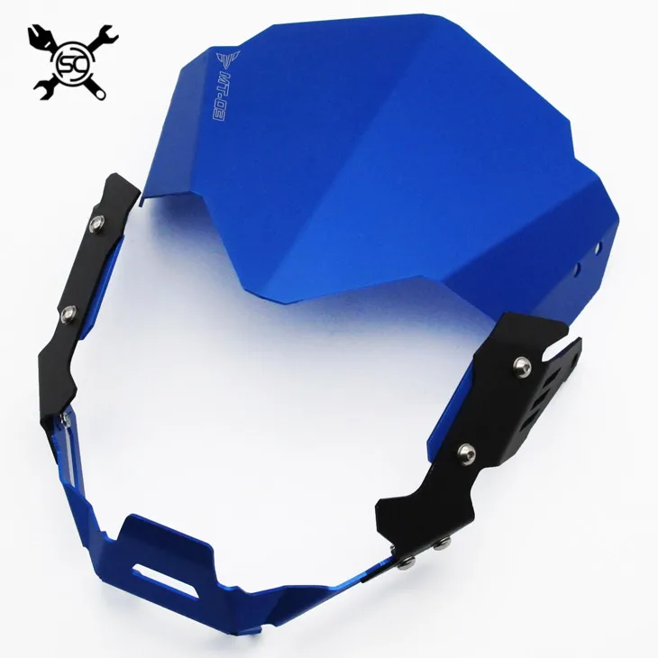Blue cover shield Мотоциклетное ветровое стекло алюминиевый набор подходит для YAMAHA MT-25 MT-03- MT25 MT03 FZ03 15 19 - Цвет: Blue cover shield