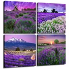 2018 последние 4 панели стены цветочного декора закат пейзаж напечатанный холст напечатанный на холсте украшение для дома без рамки