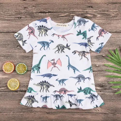 2018 New Fashion Toddler Dinosaur Dress Summer Baby Kid Girl Ruffle Loose Party Sundress Children Clothes | Детская одежда и обувь