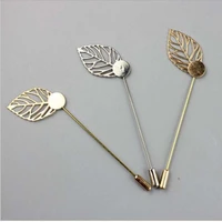 50pcs goldsilver leaf plated copper hat brooches pins stick brooch lapel pin base for women men diy jewelry findings jewelry