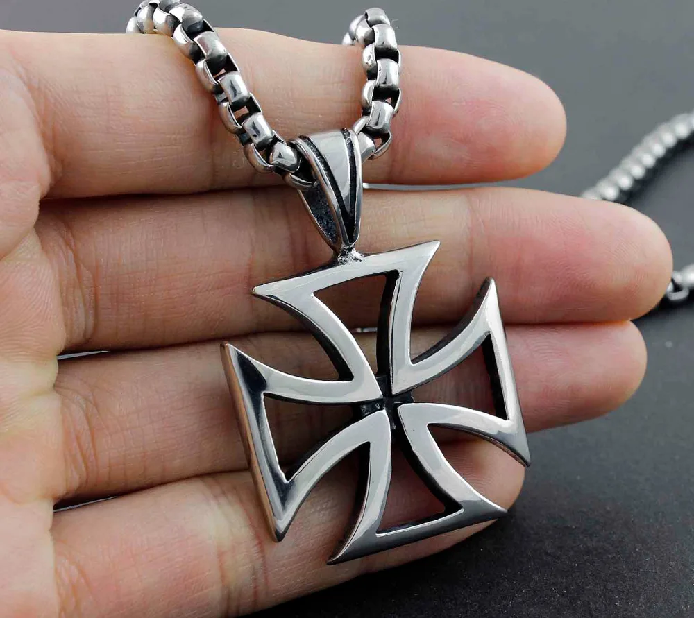 Железный Мальтийский крест Чоппер из нержавеющей стали мужское ожерелье с