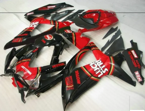 Набор обтекателей для SUZUKI K8 K9 GSXR 600 700 2008 2009 2010 Черный Красный LUCKY STRIKE GSXR600 GSXR750 08 09