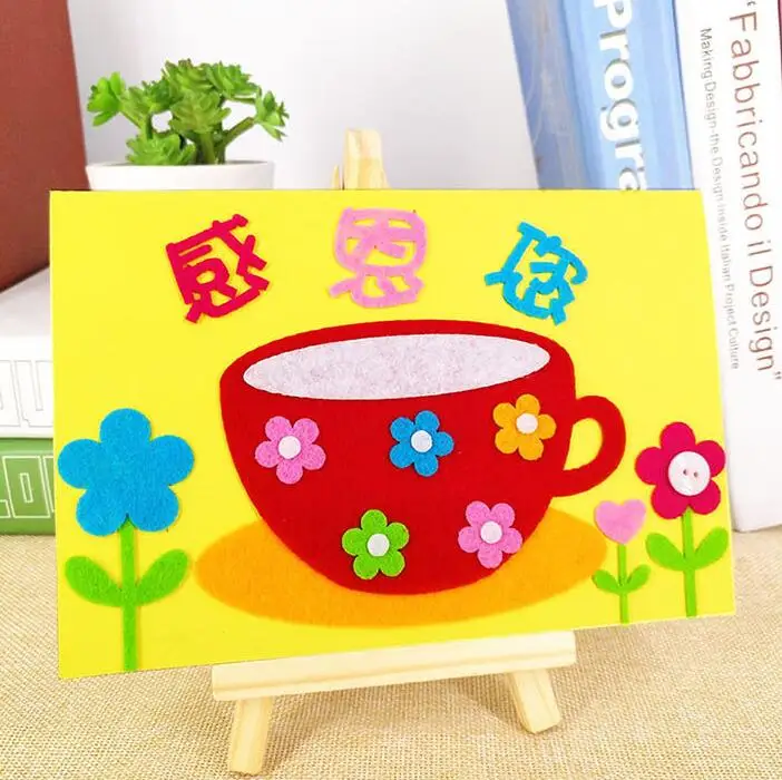 Дети мультфильм DIY стикерные игрушки нетканый Войлок коллаж Милая поздравительная открытка «сделай сам» ремесло украшения стикер s Образовательные Подарки GYH