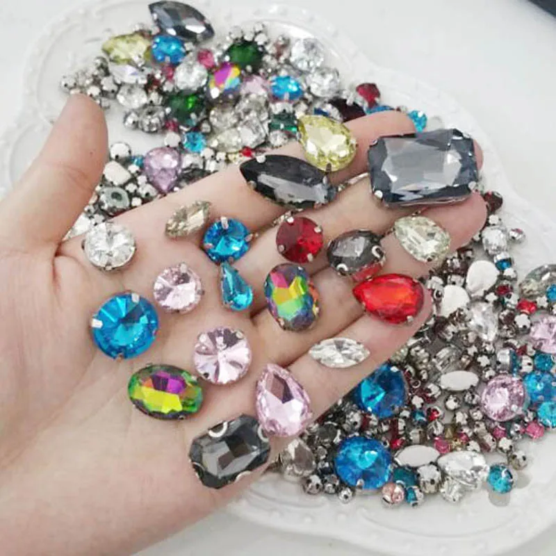 Точечный страз с когтями стразы кристаллы шитье на 8x13 мм капли воды D коготь