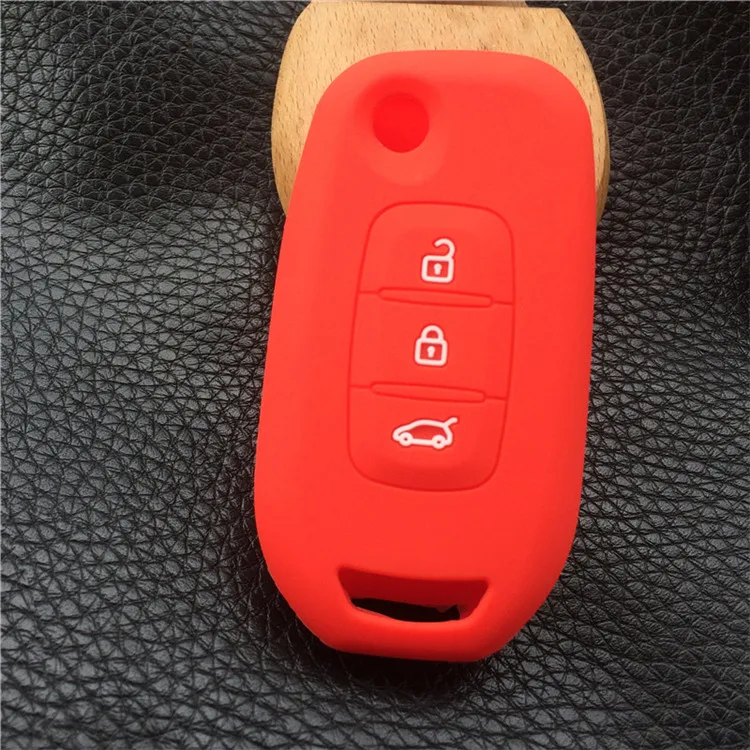 Силиконовый для ключа автомобиля чехол для автомобиля renault kadjar 3 кнопки floding key case cover shell - Название цвета: Красный