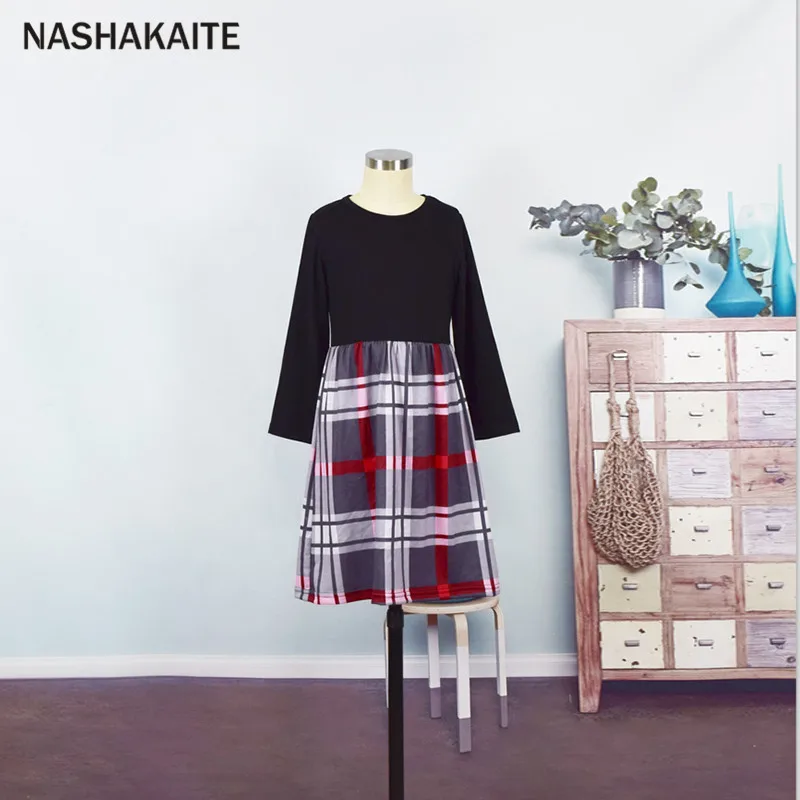NASHAKAITE/платья для мамы и дочки одежда клетчатое платье дочки|Сочетающаяся семьи| |