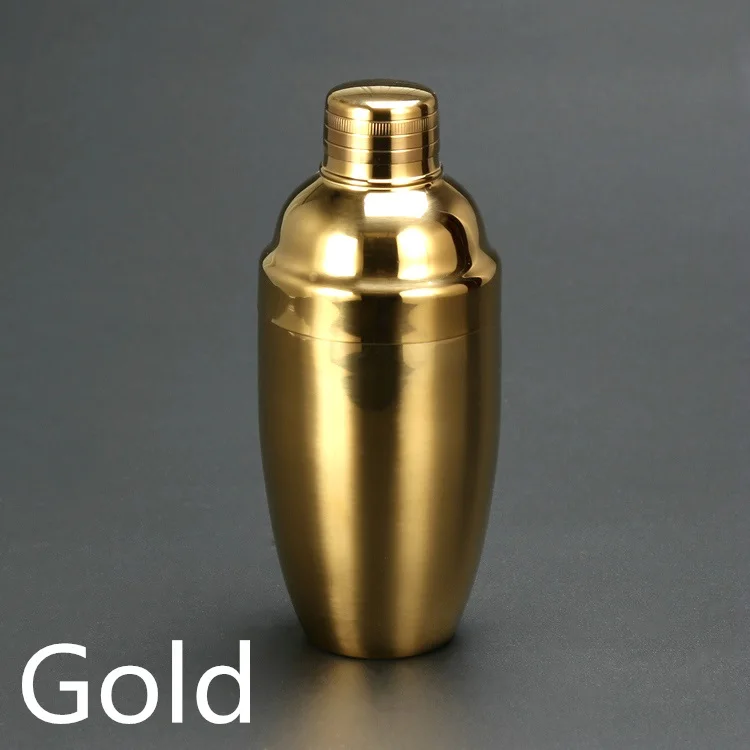 Gold Новое поступление, шейкер для коктейлей из нержавеющей стали, черная бутылка для мартини, инструменты бармена шейкер для напитков 550 мл - Цвет: Gold