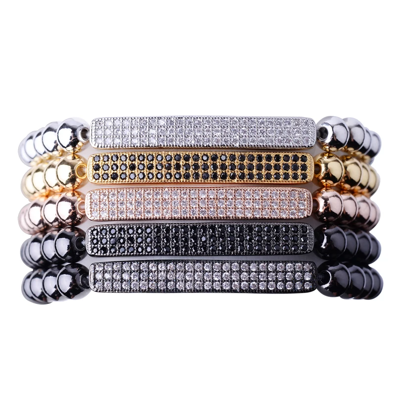 Модный браслет золотистого цвета с длинными трубками и бусинами из циркония