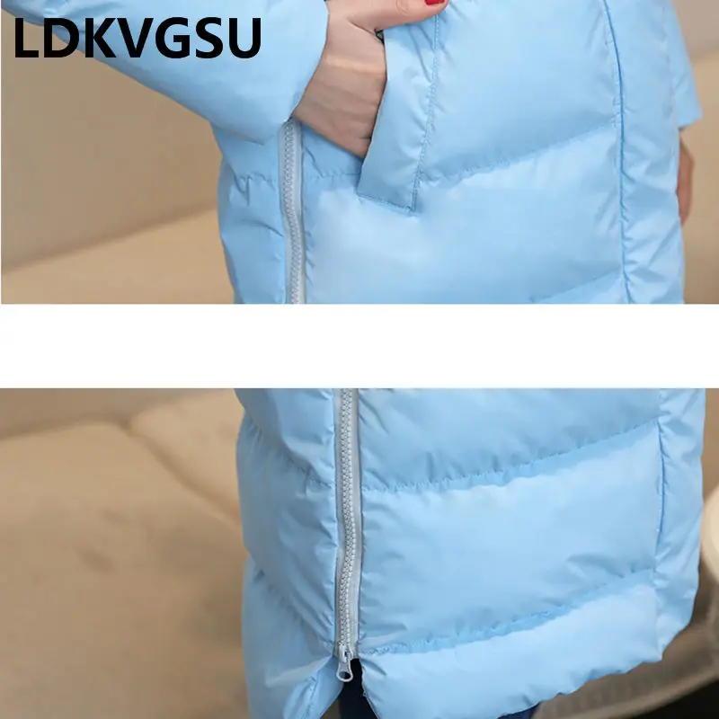 

Cotton Padded Coat Women Medium Long 2018 Winter New Slim Large Size Thick Down Cotton Jacket Solid Hooded Female Parkas Is1501