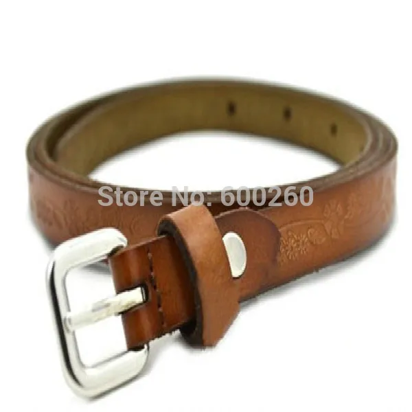 Женский тонкий универсальный ремень с пряжкой из натуральной кожи принтом в