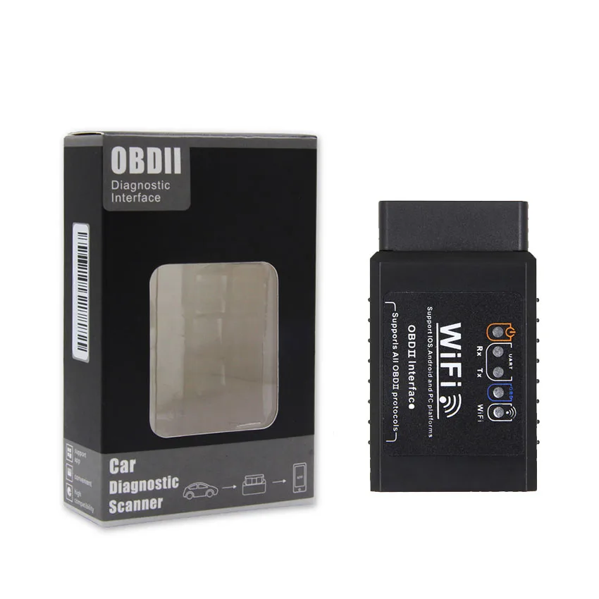 WiFi all black ELM327 wifi V1.5 PIC18F25K80 для IOS/Android OBDII OBD2 диагностический инструмент ELM 327 V1.5 wifi диагностический инструмент OBD2 сканер - Цвет: WiFi all black