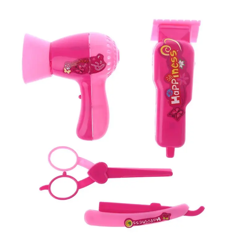 1 Set Kids Game Hair Dryer Scissors Shaver Scraper Plastic Dolls Living Room Hairdresser Doll Cut Accessories Girls Gifts | Игрушки и