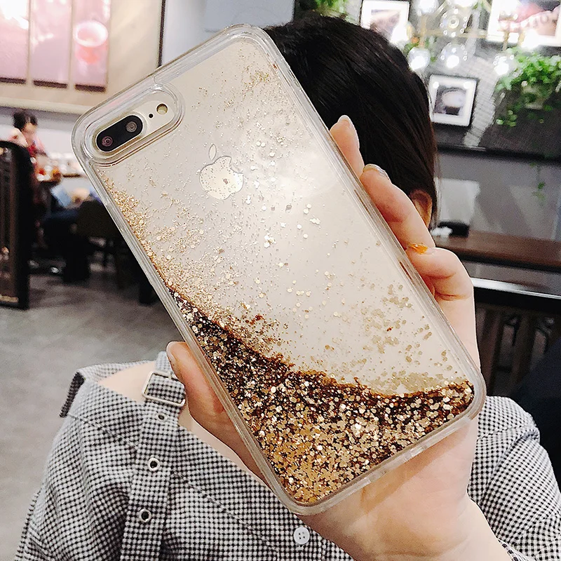 Bling Luxury Transparent Flowing Gold Foil Liquid Phone Case For iphone 6S 6 7 8 plus X XS 11 MAX XR Quicksand Cover Capa Fundas