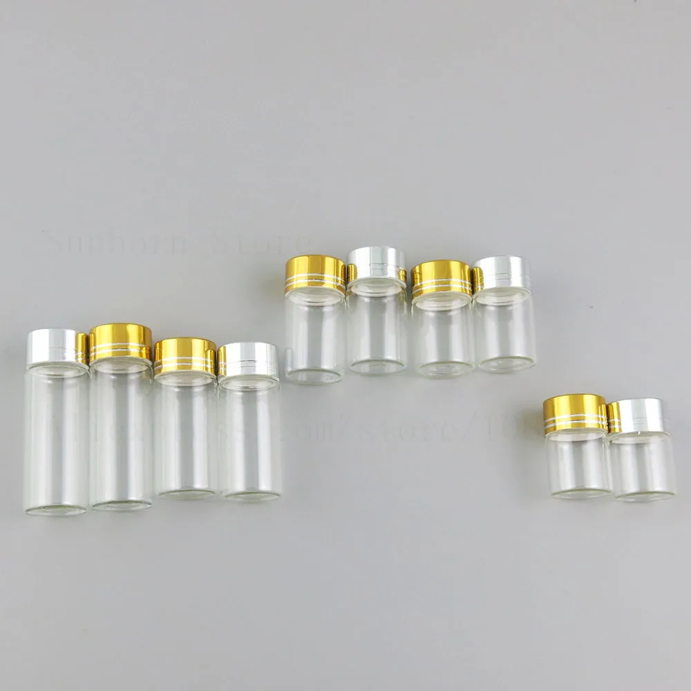 Refillable Glass Essential Oil Vials Bottles Containers with Gold Silver Aluminium Screw Cap 5 ml 6ml 7ml 10ml 14ml 30PCS | Красота и