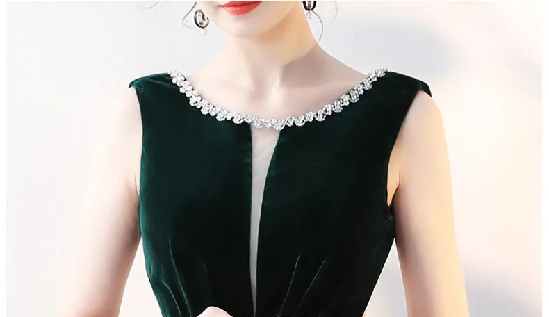JaneVini Sexy Ladies Burgundy Bridesmaid Dresses Velvet Long Beaded Collar Prom Dress Backless Dark Green Wedding Guest | Свадьбы и