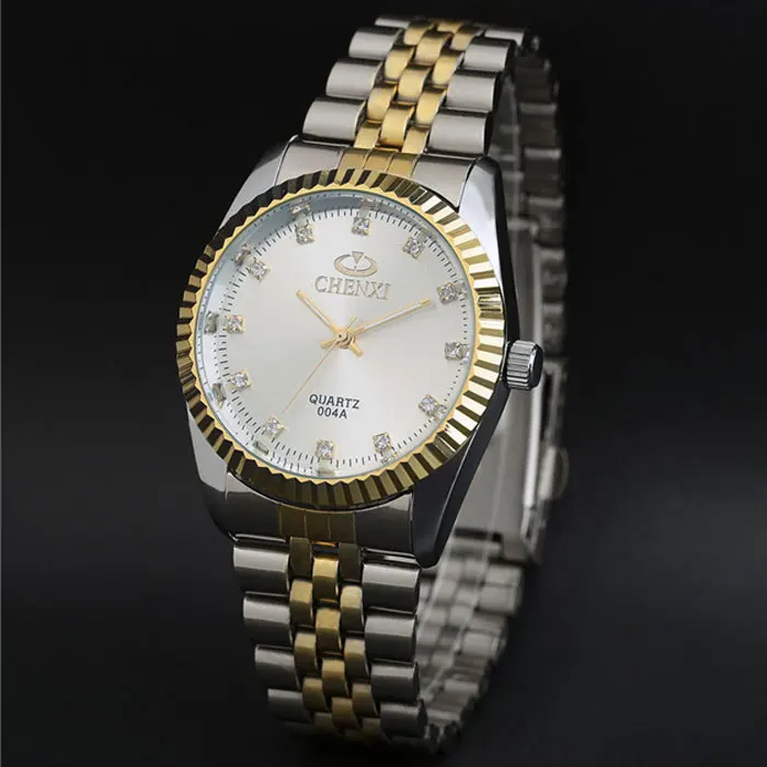 Silver White Dial Мужские часы от ведущего бренда Chenxi, роскошные мужские золотые часы, мужские Аналоговые кварцевые наручные часы из нержавеющей стали, мужские часы - Цвет: Silver White Dial