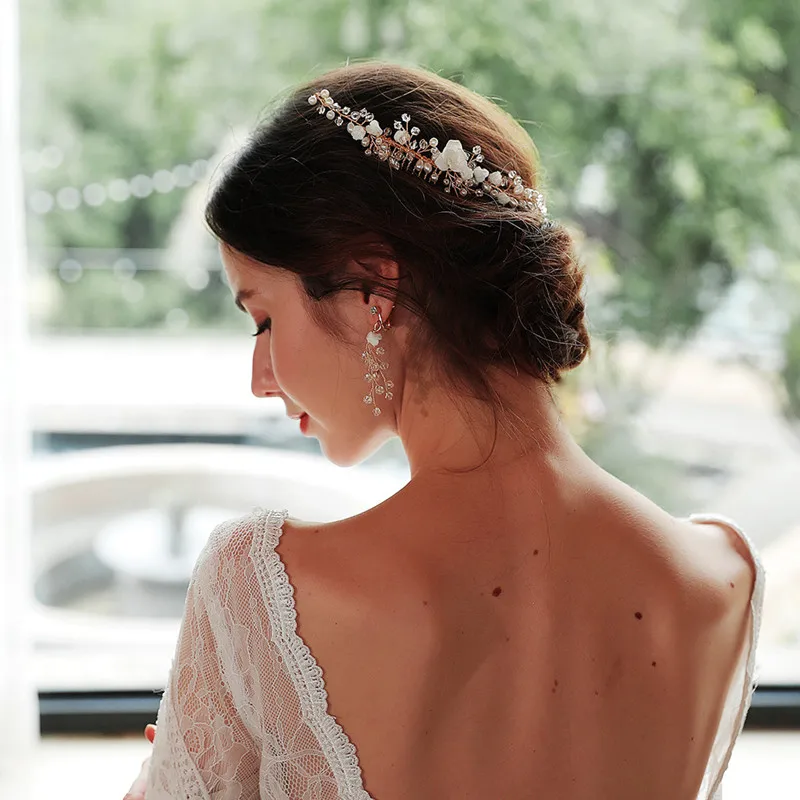 Женский Свадебный Комплект для волос SLBRIDAL расческа с искусственным жемчугом и