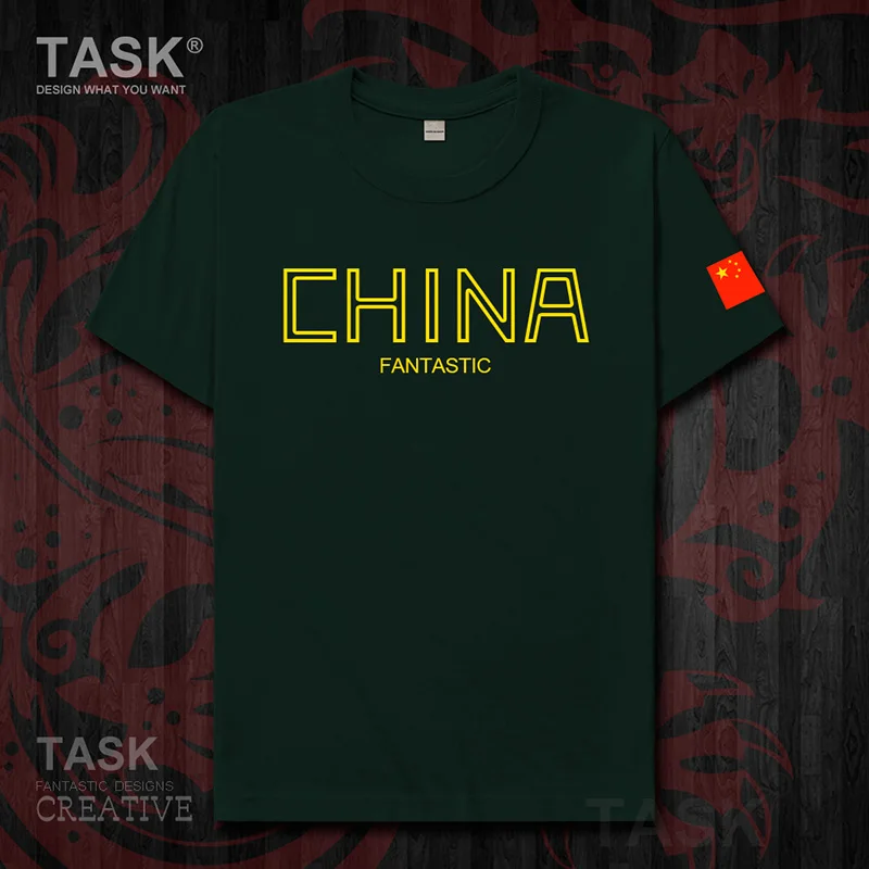 People's Republic of China CHN mens t-shirt Chinese flag Short sleeve clothes cotton summer Streetwear casual Fashion new 04 | Мужская