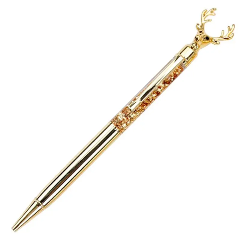 0.7mm Luxury Deer Head Ballpoint Pen Flow Oil Metal High-grade Signature Pens Stationery School Office Supplies Christmas Gift