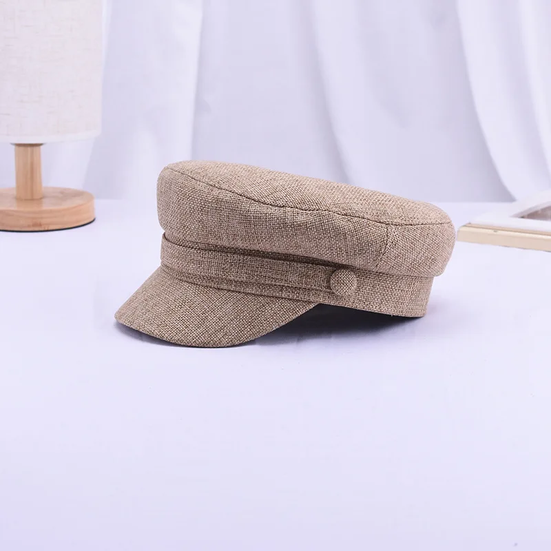 Khaki Модная восьмиугольная шляпа Женская шерстяная зимняя Осенняя Накладка для кнопки Повседневная Уличная одежда веревочная плоская кепка элегантная однотонная осенняя - Цвет: Khaki