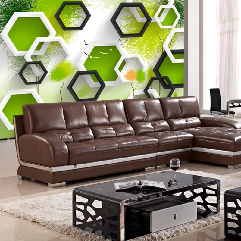 3D стерео шестиугольная большая роспись зеленые граффити бесшовные обои Гостиная