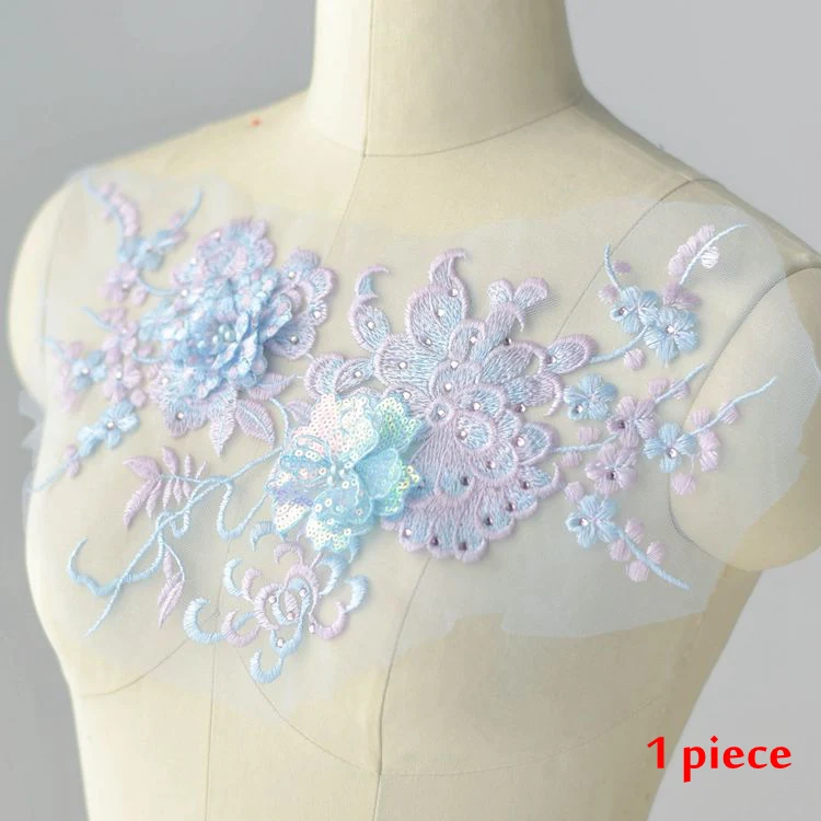 LASUI, 4 цвета, изысканный 3D цветок, вышитый бисером, блестками, Кружевная аппликация, сделай сам, свадебное платье, украшения, аксессуары 0371