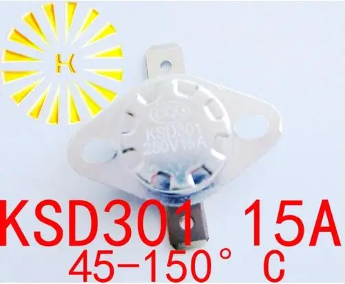 5pcs x KSD301 15A 45-150 degree 250V Normally Closed Temperature Switch Thermostat Resistor | Электронные компоненты и