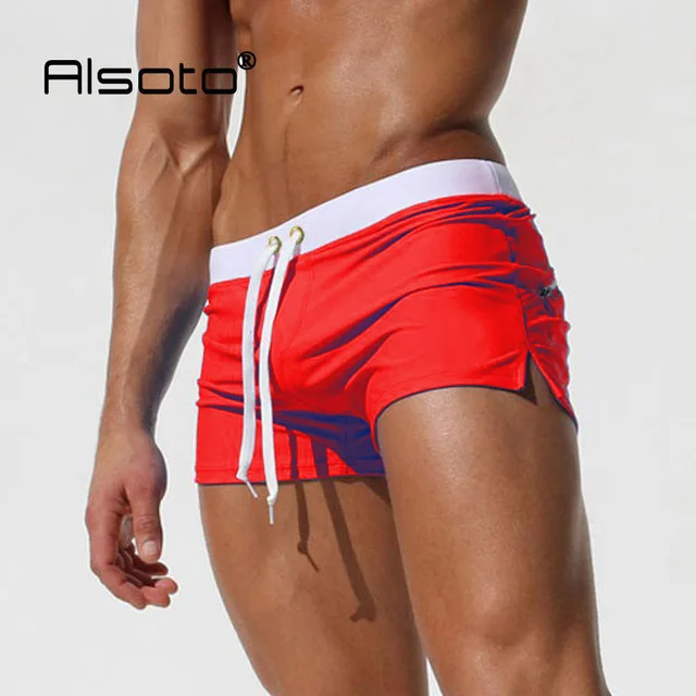 Red Мужские плавки Maillot De Bain, мужские плавки, плавки, боксеры, трусы, пляжные шорты, пляжные шорты для мужчин - Цвет: Red