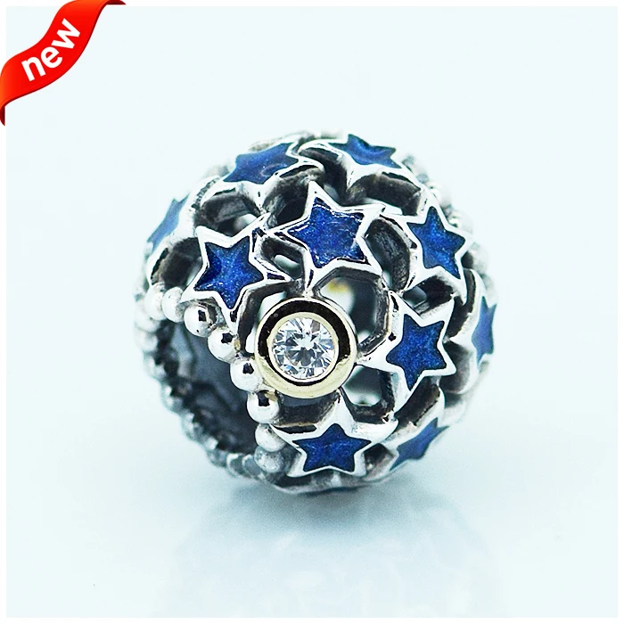 

Подходит для браслетов Pandora, ночного небесно-голубого цвета, с эмалью, серебряные бусины, новинка, оригинал, 100% 925 пробы, серебряные подвески, сделай сам, оптовая продажа