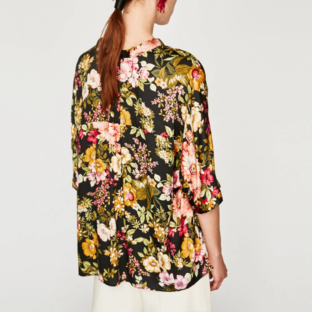 Фото TC Women Floral Printed Blouses V-neck Casual women 2017 Summer Shirts Feminino Blousas TC Women Floral Printed Blouses V-neck Casual women 2017 Summer Shirts Feminino Blousas