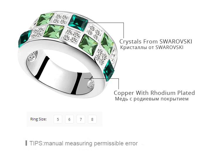 С кристаллами кольца swarovski женские Anel Роскошные романтические коктейльные кольца для женщин вечерние ювелирные изделия наивысшего качества оптом