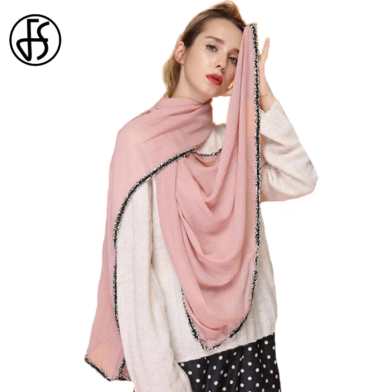 

FS Women Cotton Linen Scarf Fashion Large Scarves Shawl Echarpe Foulard Femme Hijab Bandana Head Thin Wraps Pashmina For Ladies