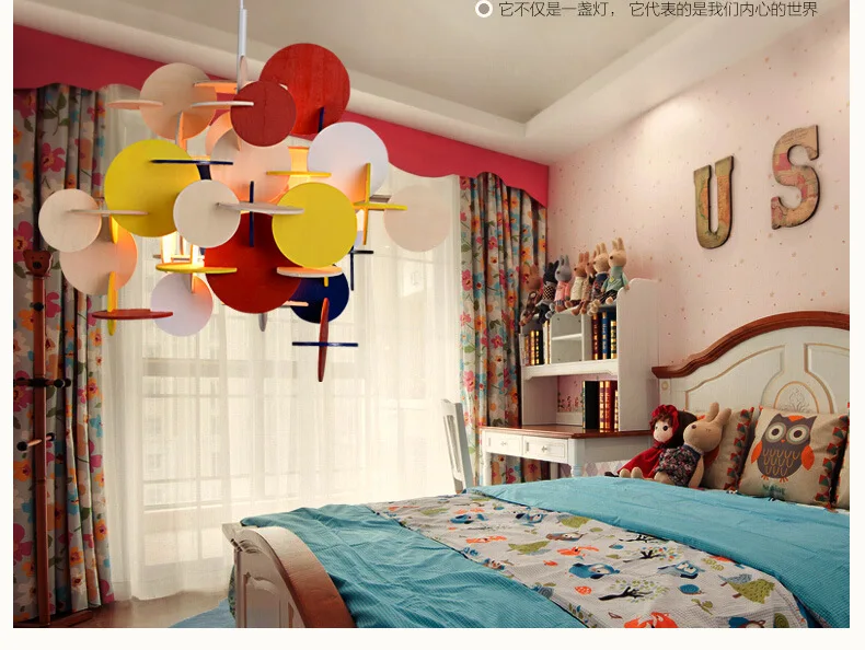 Современный Лофт многоцветный DIY деревянный подвесной светильник креативный итальянский дизайнерский подвесной светильник для детской комнаты светодиодный светильник